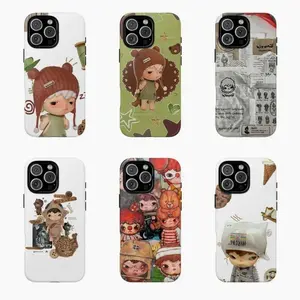 Hirono Phone Case, New Figures Green Themed, Japanese Cute Characters Collage Aesthetic Y1084 | Phone Case Compatible with iPhone 17 16 15 14 13 12 11 pro pro max & Samsung S25 S24 S23 S22 S21 Durable Protection Dual Layer Design Glossy