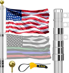 20FT Telescoping Flag Pole for Outside House,Extra Thick Telescopic Flagpole with  Flag & Complete Hardware,Residential,Commercial |  for Patriotic Displays &  Giving ()