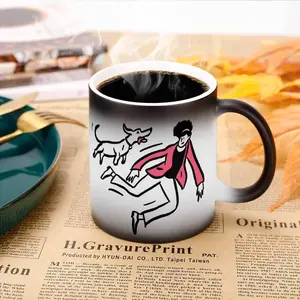 Heat Activated Color Shift Mug Thermal Sensitive Ceramic Drinking Cup Creative Magic Discoloration Cup for Hot Beverages