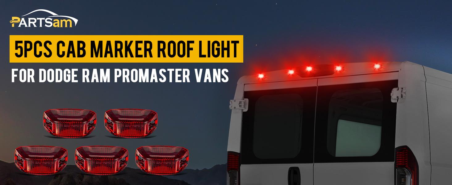 Partsam Rear Cab Marker Roof Lights Rear Roof Mounted Cab Light Lamps for Ram Promaster