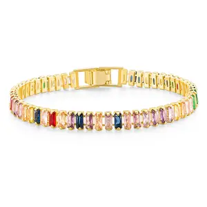 EAMTI 6mm Cubic Zirconia Classic Tennis Bracelet colorful for Women