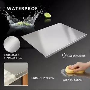 Stainless Steel Non-Slip Cutting Board, Home Kitchen Meat Fruit Chopping Board, Anti-Mold Durable Multi-Functional Kitchen Tool