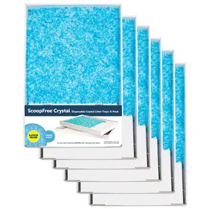 6 Pack ScoopFree Blue Crystal Cat Litter Tray Refills, Disposable Odor Control Trays for Self-Cleaning Litter Systems