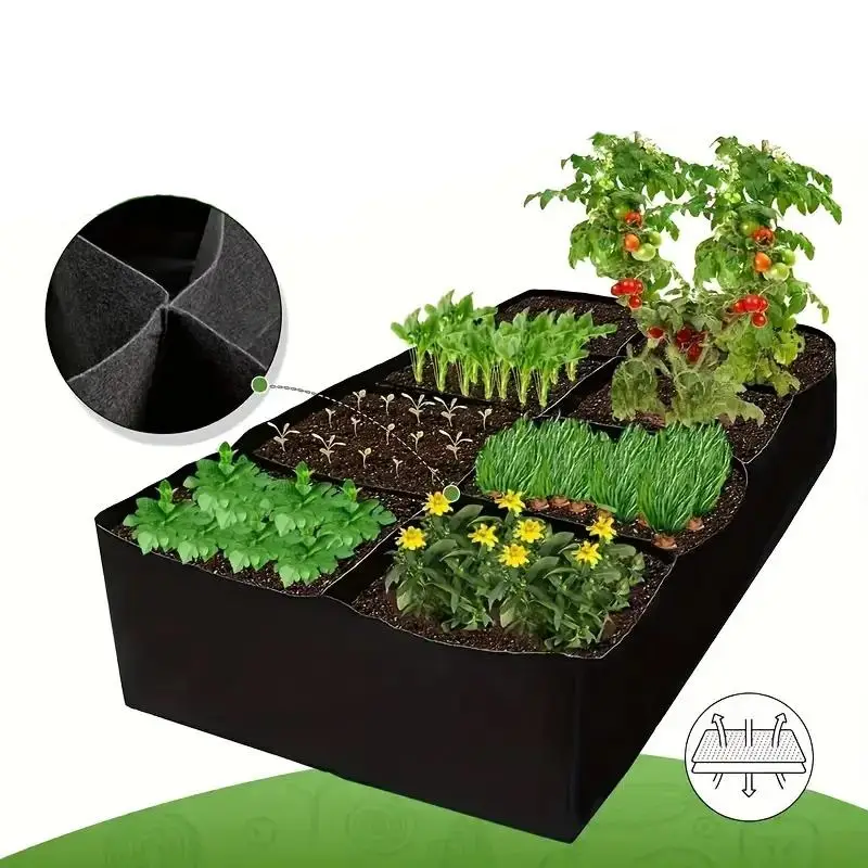 Fabric Garden Bed, 4 Grid /8 Grid Non-woven Fabric Garden Bed, Indoor Outdoor Growing Bag, Summer Essentials, Fabric Pots for Vegetables, Herbs, Fruit