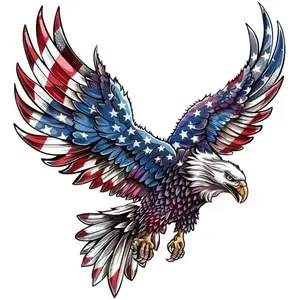 American Eagle Car Sticker with Flag, Patriotic USA Decal, Eagle with American Flag Vinyl Sticker for Cars, Trucks, Laptops, and More. USA Pride and Freedom Inspired Design, Durable, Weatherproof