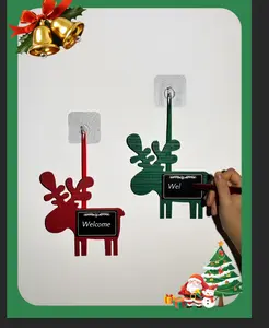 2PC Niccae 2025 New Models Hand Painted Deer & Elk Christmas Wooden Pendants Xmas Tree Ornaments DIY Home Decorations for Festive Atmosphere - Set