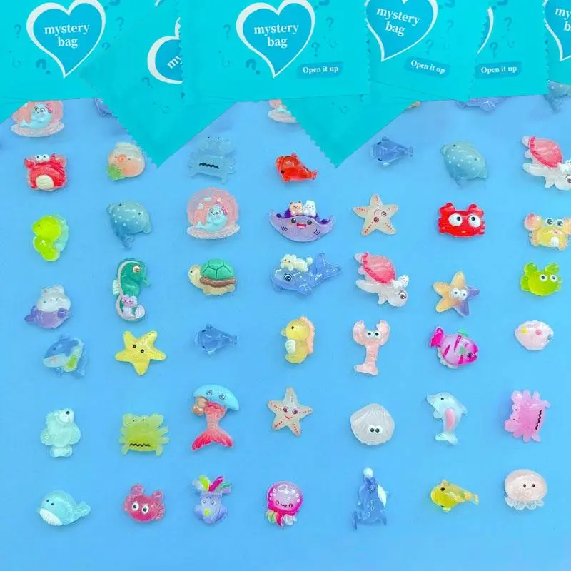 50-Piece Glow-In-The-Dark Ocean Figurines Set - Resin Duck & Turtle Miniatures, Character Miniature Animals, Cute Toys, Fun Toys for Kids, Collectible Animals, DIY Craft Accessories, Party Decoration Items, Kid Gifts