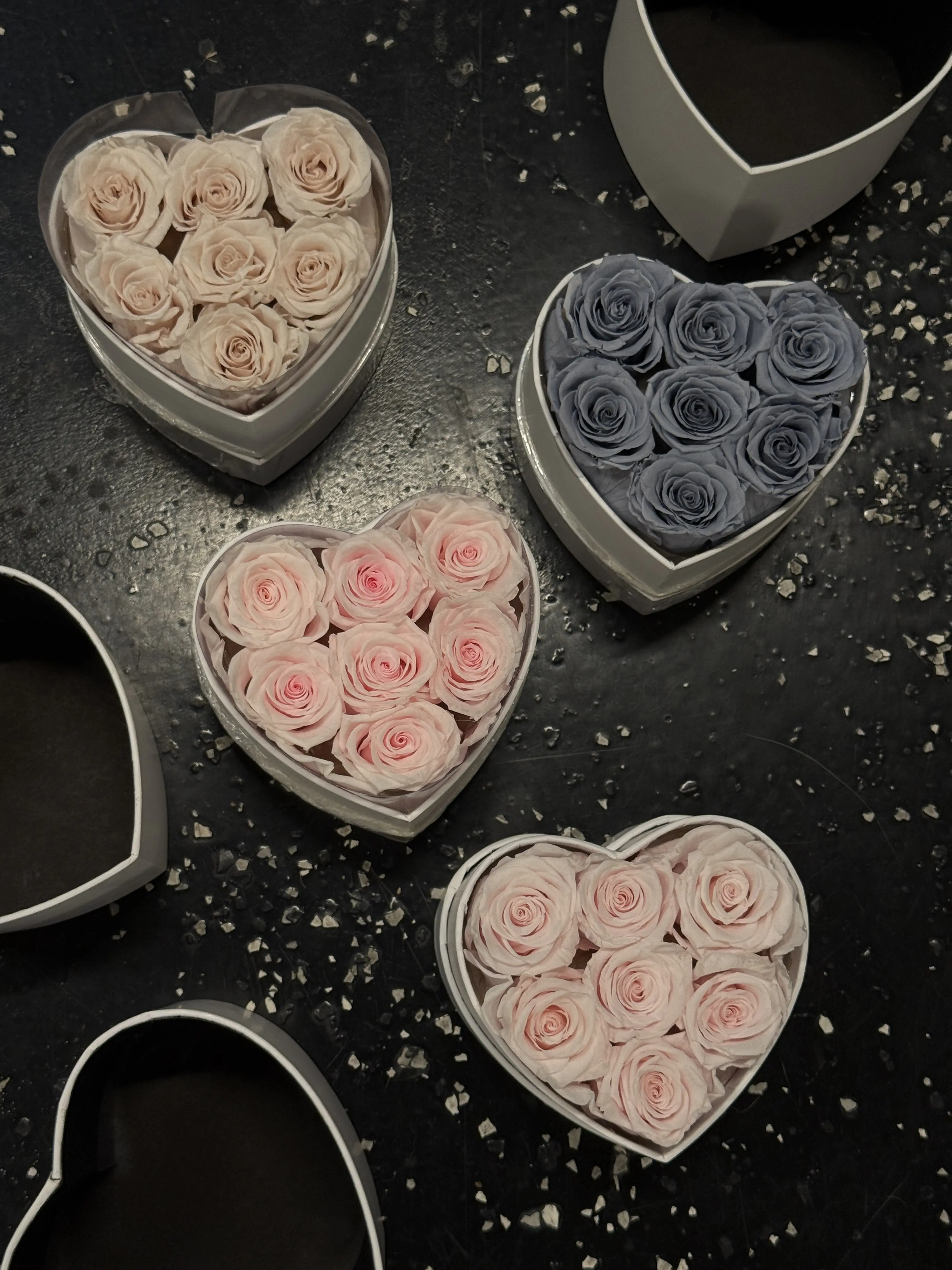 Mini preserved rose heart box