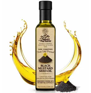 Black Mustard Seed Oil for Cooking · Raw · Unrefined · First Cold-Pressed at Temperatures Below 30°C · Pressed Only Once · Without Metal or Wood Contact · Small Batch · Handcrafted in Seattle USA · 100% Pure & Natural · Also Loved for Skin and Hair