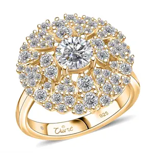 Clarte Corsage Collection Moissanite 2.05 ctw Ring in 14K Yellow Gold Over Sterling Silver Size 7 Christmas Gifts