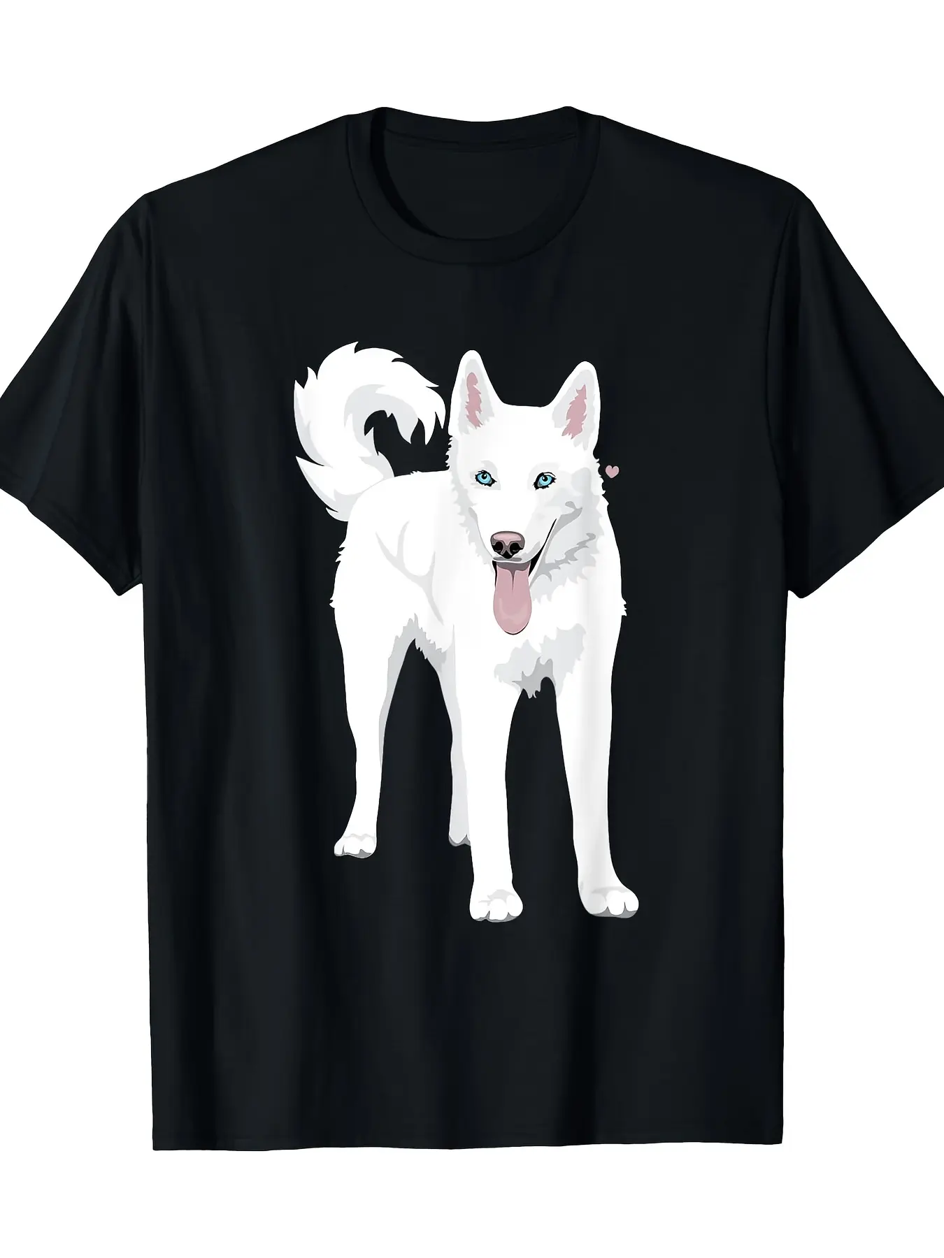 Men's Husky Print Graphic T-Shirt - 220g 100% Soft Cotton, Classic Crewneck Short-Sleeve, Classic Fit, Multi-Size (S-5XL), Fall Casual Menswear Student Tops, 4Xl