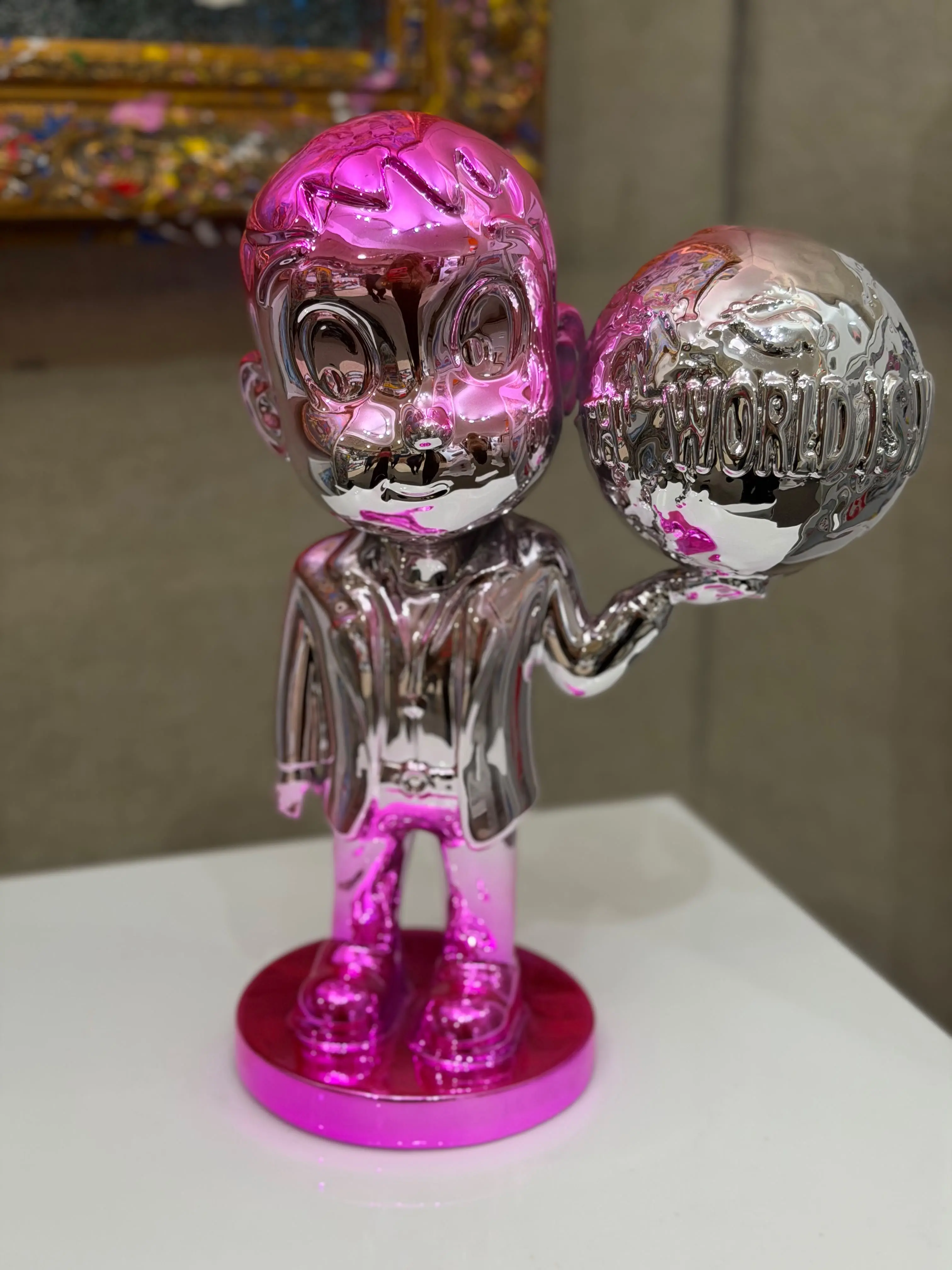 "The World Is Yours" Chrome Art Figure - Designer Collectible Sculpture By CURIEL (LIMITED EDITION)