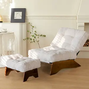 MAXYOYO Accent Chair with Ottoman Adjustable Backrest, Tufted Living Room Chair Upholstered Lounge Chair with Footrest Set, Modern Chair Cozy Reclining Chair for Reading Room