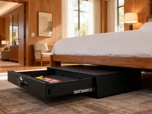 BEDROCK Underbed Safe with Biometric Fingerprint Easy Installation Compact Fit for Trunk Versatile Use User-Friendly Secure Access