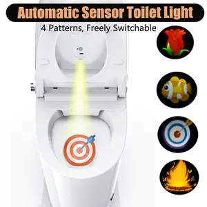1/2pcs Toilet Night Light, Motion Activated Sensor Bathroom Projection Night Light, Target Projection Lamp, Toilet Night Light, Uses 3*AAA Batteries (Not Included)