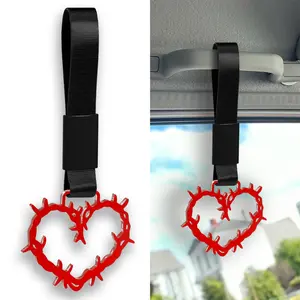 1PCS JDM Barbwire Heart Shaped TSURIKAWA Ring Car Subway Bus Handle Hand Strap Red Ring