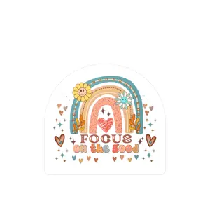 All-Weather Vinyl Decal: “Focus on the Good” Rainbow Heart