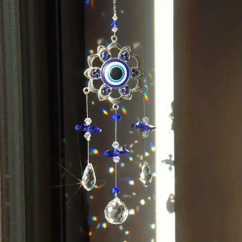 Crystal Blue Evil Eye Suncatcher – Love, Protection & Magic Decor Gift