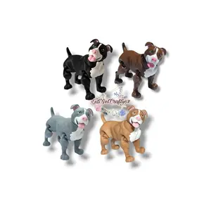 Miniature Pit Bull | 3D Printed Articulating Dog Figurine Collectible.