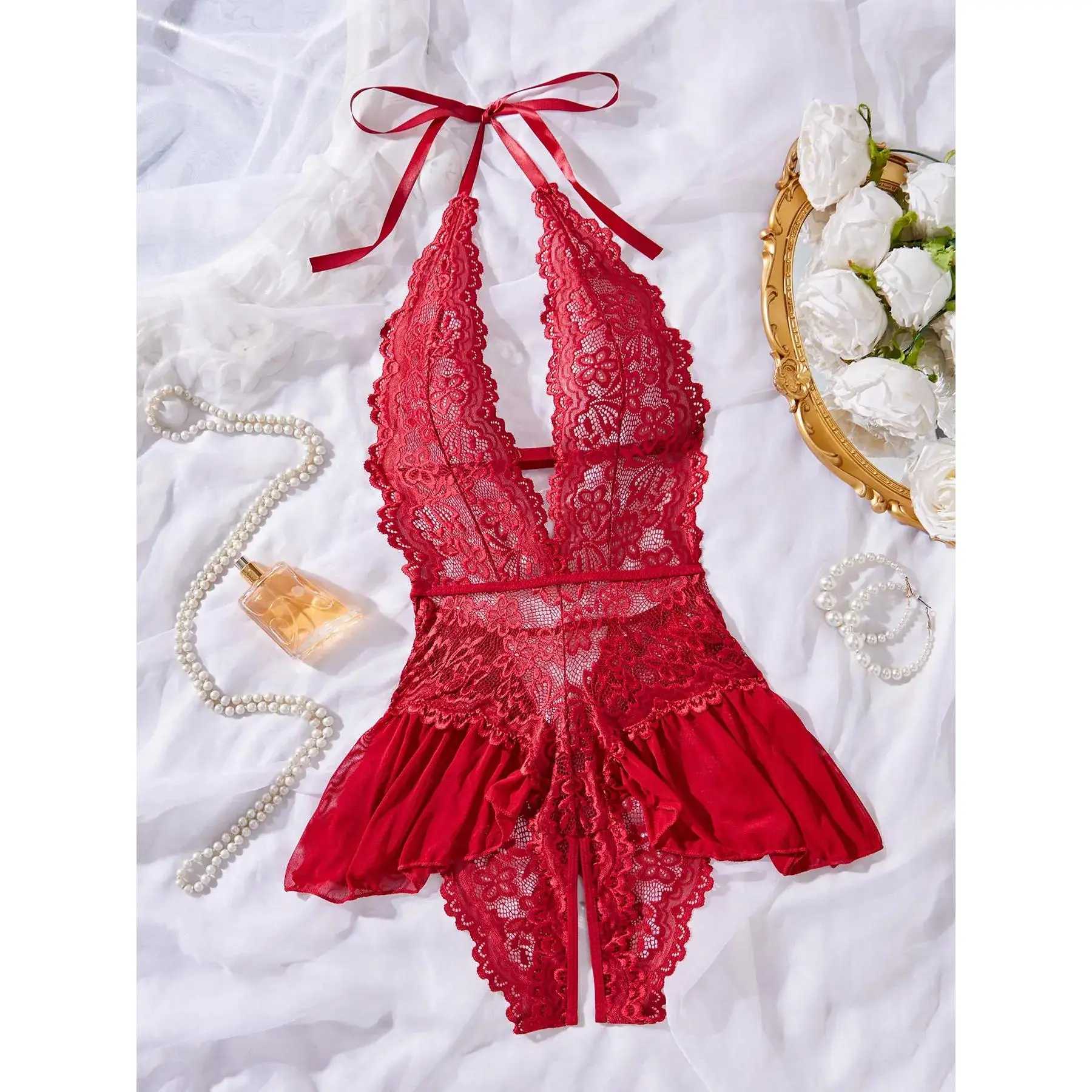 Women's Solid Color Lace Teddy Bodysuit, Sexy Breathable Push-Up Bodysuit for Daily Wear, Women's Lingerie for All Seasons - TikTok Shop Women's Solid Color Lace Teddy Bodysuit, Sexy Breathable Push-Up Bodysuit for Daily Wear, Women's Lingerie for All Seasons - TikTok Shop