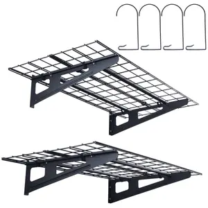 VEVOR Garage Storage Shelving, 2 Pack, 4x 2 ft Heavy Duty Garage Shelves Wall Mounted, 500 lbs Load Capacity(Total) Garage Storage Rack Floating Shelves, Suitable for Shop, Shed, Garage Storage