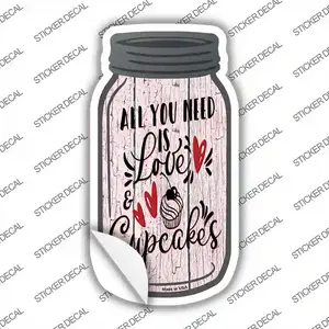 Love and Cupcakes Novelty Mason Jar Sticker Decal