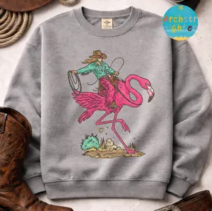 Buckling flamingo sweatshirt, western stuff, country clothing, boutique clothing, western clothes, boutique clothing women 8OLKI