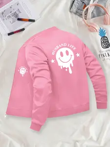 HUSBAND LIFE Smiley Printed Jacket, Affordable Jacket for Budget-Conscious Shoppers, Stylish Low-Price Jacket