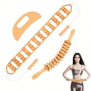 Wooden Nine-Wheel Abdominal Massage Tool, Manual Back Push Home Use Full Body Multi-Function Massager Roller, Waist Belly Workout Equipment, Relief Roller, Body Care