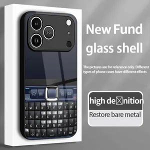 Elegant Blackberry Style Full Keyboard Phone Case, Ultra-Clear Tempered Reinforced Glass, Simple Design, Compatible with iPhone 17-7 Plus Pro Max Series