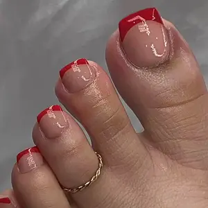 24pcs French Nail Tips, Square Gradient Glossy Fake Nails, Removable Customizable Toe Nail Stickers, French Tip Toenails, Waterproof Long-Lasting