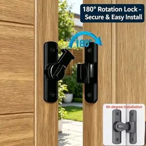 3-Pack Adjustable Security Door Lock Set – Heavy Duty Zinc Alloy 90°/180° Flip Bolt Latch, Anti-Theft & Anti-Pry Reinforced Lock for Home, Cabinet, Bathroom, Window & Sliding Door, Includes Screws (Black & Silver)
