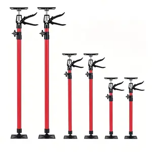 2-Pack Adjustable Telescopic Support Rods – 11.8 to 114 inch Heavy Duty Steel Pole – Max Load 154 Lbs – Multi-Purpose Support for Cabinet Jack, Wardrobe, Drywall Lift & Third-Hand Support System – Anti-Slip Stabilizer-Red