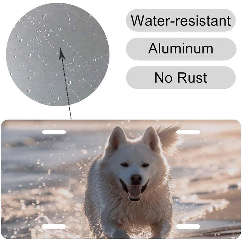 Running on The Beach Universal Aluminum License Plate Frames for Women - Personalized License Plate Cover with 4 Holes, Rustproof, 6x12 Inches