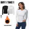 Women's Thermal Long Sleeve Top - Lightweight Warm Base Layer for Casual Winter Wear Buy 1 Get 1 Free Essential Tee