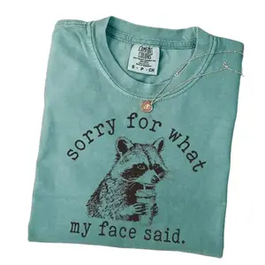 Comfort Colors Sorry For What My Face Said Shirt, Sarcastic Raccoon Tee, Funny Animal Graphic T-shirt, Trending Sarcasm Quote Tee, Raccoon Humor Shirt