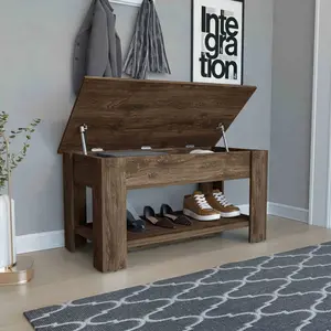 Storage Table, Four Legs, Lower Shelf, Dark Brown On-Site