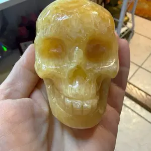 Orange Calcite Skull - Natural Healing Crystal for Home Decor & Meditation