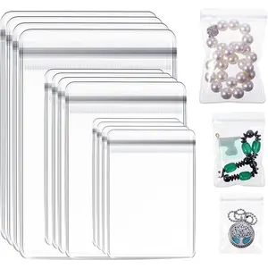 Clabby 120 Pcs Anti Tarnish Jewelry Bags for Organizer and Storage Clear PVC Jewelry Bag Mini Plastic Pouch Transparent Rings Earrings Packing Small Zipper Lock Pouch for Travel, 3 Sizes (Clear)