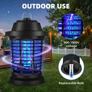 Electric Bug Zapper Lantern - Mosquito Zapper Lamp with 900-1000V UV Light, Chemical-Free Fireproof Housing, Removable Tray, Baby-Safe, Hanging Indoor Outdoor Household Mosquito Killer