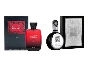 (2pc Bundle Pack) Rasasi Hawas Fire + Lattafa Fakhar Men EDP Spray, 3.4oz