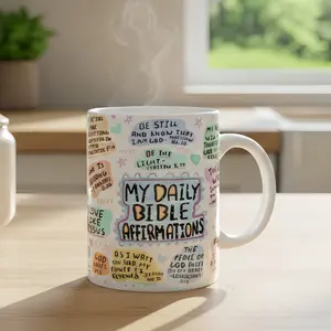 Original Daily Bible Affirmations Mug – 11oz/15oz, Perfect Valentine's Day Gift for Lady, Wife or Husband, Microwave & Dishwasher Safe, Eco-Friendly Ceramic, Non-Toxic