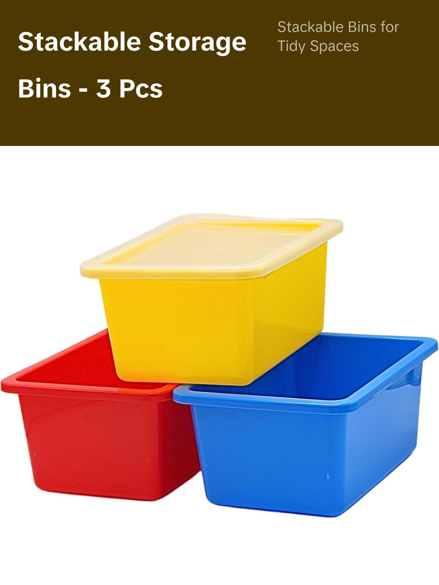 Storage Bins - Stackable Storage Bins, Plastic Storage, Bins Storage Containers, 3 pcs per pack - Cubby Storage Organizers, Classroom Organization Storage Bins - Stackable Storage Bins, Plastic Storage, Bins Storage Containers, 3 pcs per pack - Cubby Storage Organizers, Classroom Organization