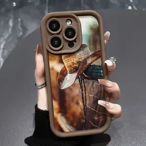 Phone Case for iPhone 16 Pro Max 15 Plus 14 13 12 11 XS XR Cowboy hat Pocket-Friendly Shockproof Silicone Protective SoftCase