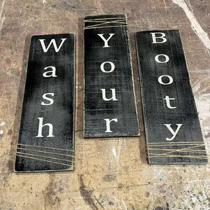 Wash your booty set of 3 bathroom signs custom orders and colors