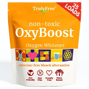 Truly Free OxyBoost Oxygen Stain Remover Powder for Laundry - Non-Toxic Formula - Color Safe, Chlorine-Free Whitener for Whites & Colors - Eco Friendly Dye Free Cruelty Free Plant Based - Cleaning Products cleaning supplies and tools laundry detergent