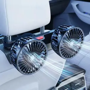 Double-head fan, rear seat fan for cars, equipped with 360-degree adjustable clips, large air volume, ultra-low noise operation, convenient clip installation, detachable for various scenarios, brushless motor, suitable for all vehicles.