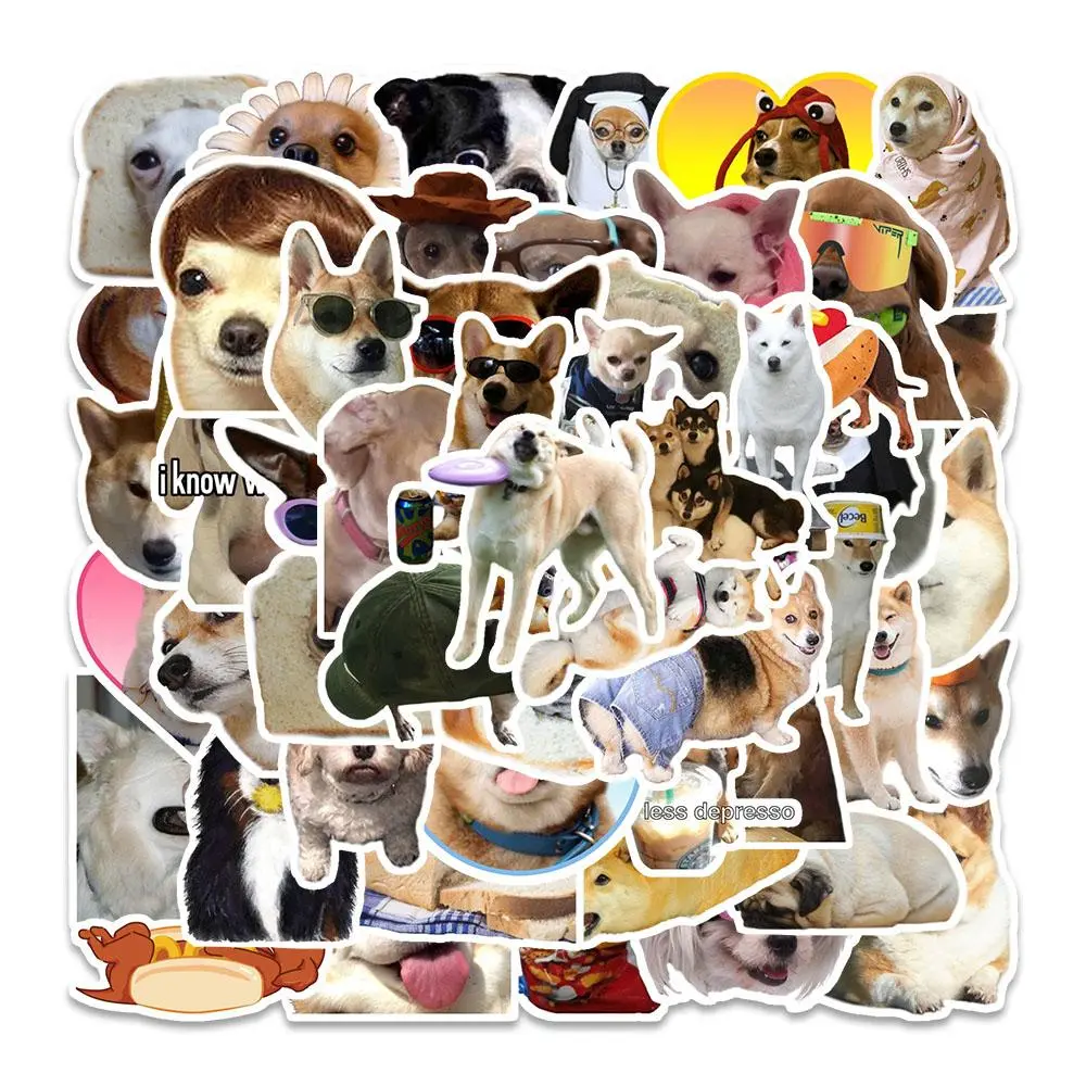 Funny Dog Expression Sticker, 60pcs/set Waterproof Self Adhesive Decor Sticker, DIY Decals for Gift Greeting Card Water Bottle Laptop Phone