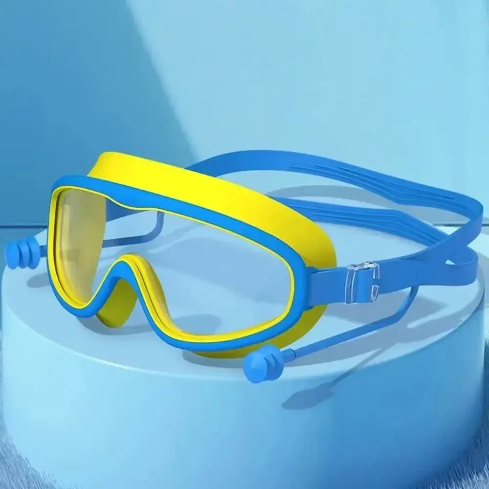 Silicone Summer Swimming Goggles Set with Earplugs, Professional HD Anti-Fog Glasses Accessories for Kids, 1 Piece Pack