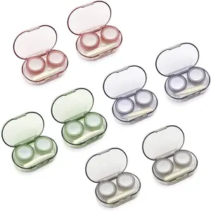 8 Pack Clear Contact Lens Case with Inserter/Remover & Tweezer, Leak-Proof Bulk Contact Cases with Box, Lenses Holder Kit with L/R Mark, Style B Set